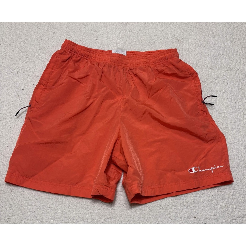 Champion Mens Athletic Shorts Orange Nylon Swim Trunks Mesh Lined 86163 L